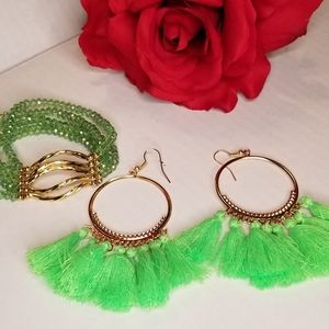 Green Earing and Bracelet sets